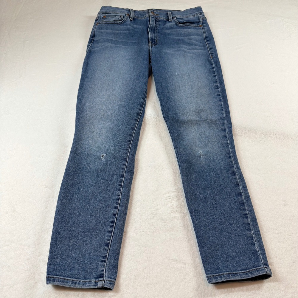Level 99 Straight Leg Jeans Womens 30 Blue Good Distressed‎ Medium Wash Mid Rise